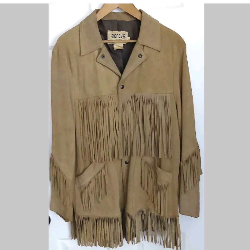 vintage 1960/70's light brown suede leather fringe